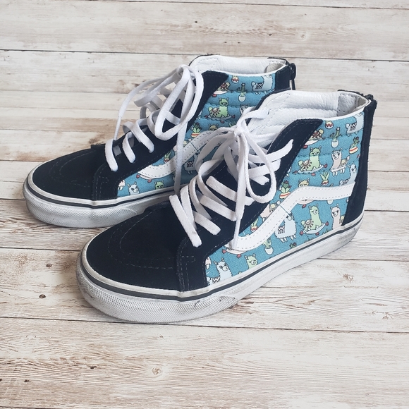 VANS Llamas Sk8-Hi Zip. Size 2.5, Delphinium Blue and White. - Picture 2 of 4